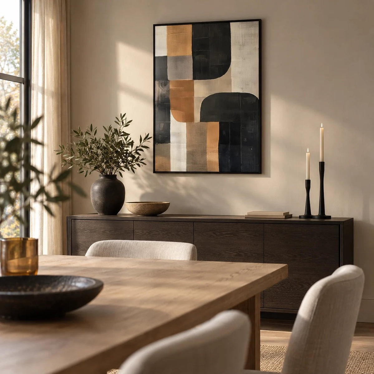 Pictures for Living Room Wall, framed on the wall of a calm dining room