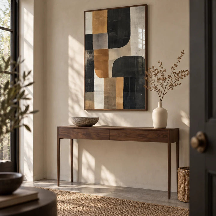 Pictures for Living Room Wall, framed on the wall of a quiet entrance hall with a smooth plaster wall