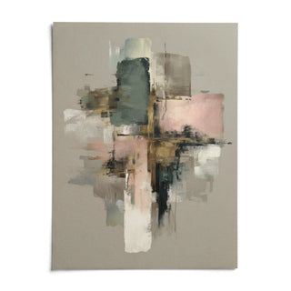 Pink and Gold Abstract Art, shown as an unframed paper print on a plain white background