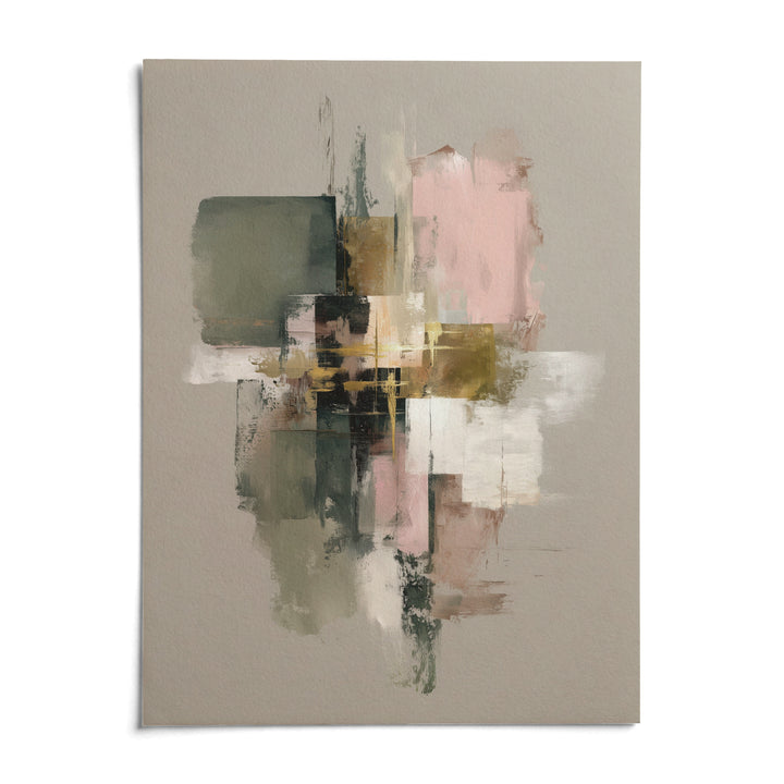 Pink And Green Wall Art, shown as an unframed paper print on a plain white background