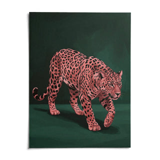 Pink Leopard Wall Art, shown as an unframed paper print on a plain white background