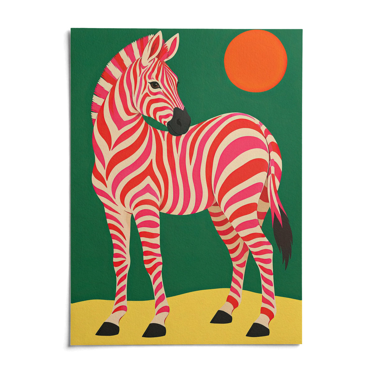 Pink Zebra Poster, shown as an unframed paper print on a plain white background