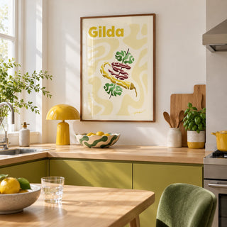 Pintxos Poster above the worktop in a minimalist kitchen (frame not included)