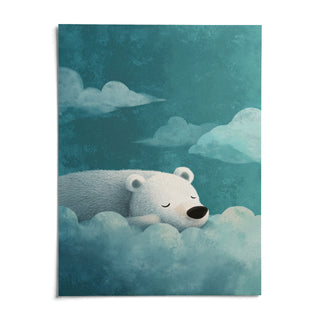Polar Bear Wall Art, shown as an unframed paper print on a plain white background