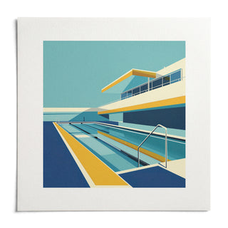 Poolside Art, shown as an unframed paper print on a plain white background