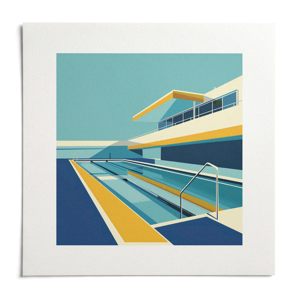 Poolside Art, shown as an unframed paper print on a plain white background
