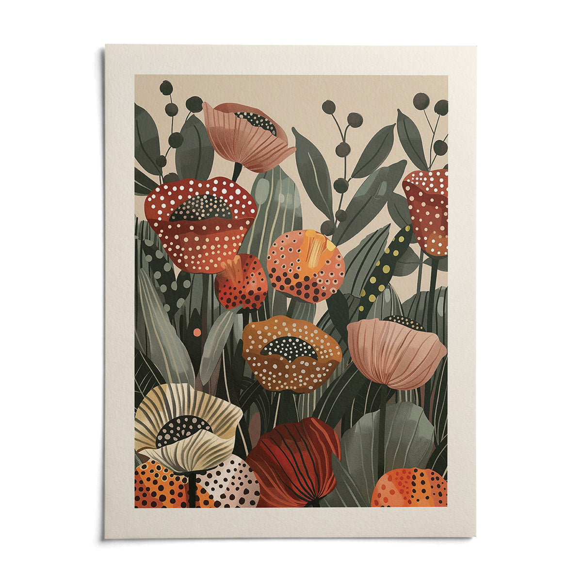 Poppy Flower Art, shown as an unframed paper print on a plain white background