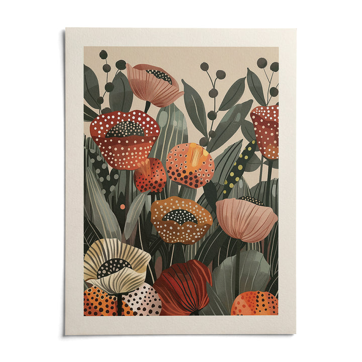 Poppy Flower Art, shown as an unframed paper print on a plain white background