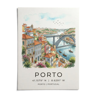 Porto City Art Print, shown as an unframed paper print on a plain white background