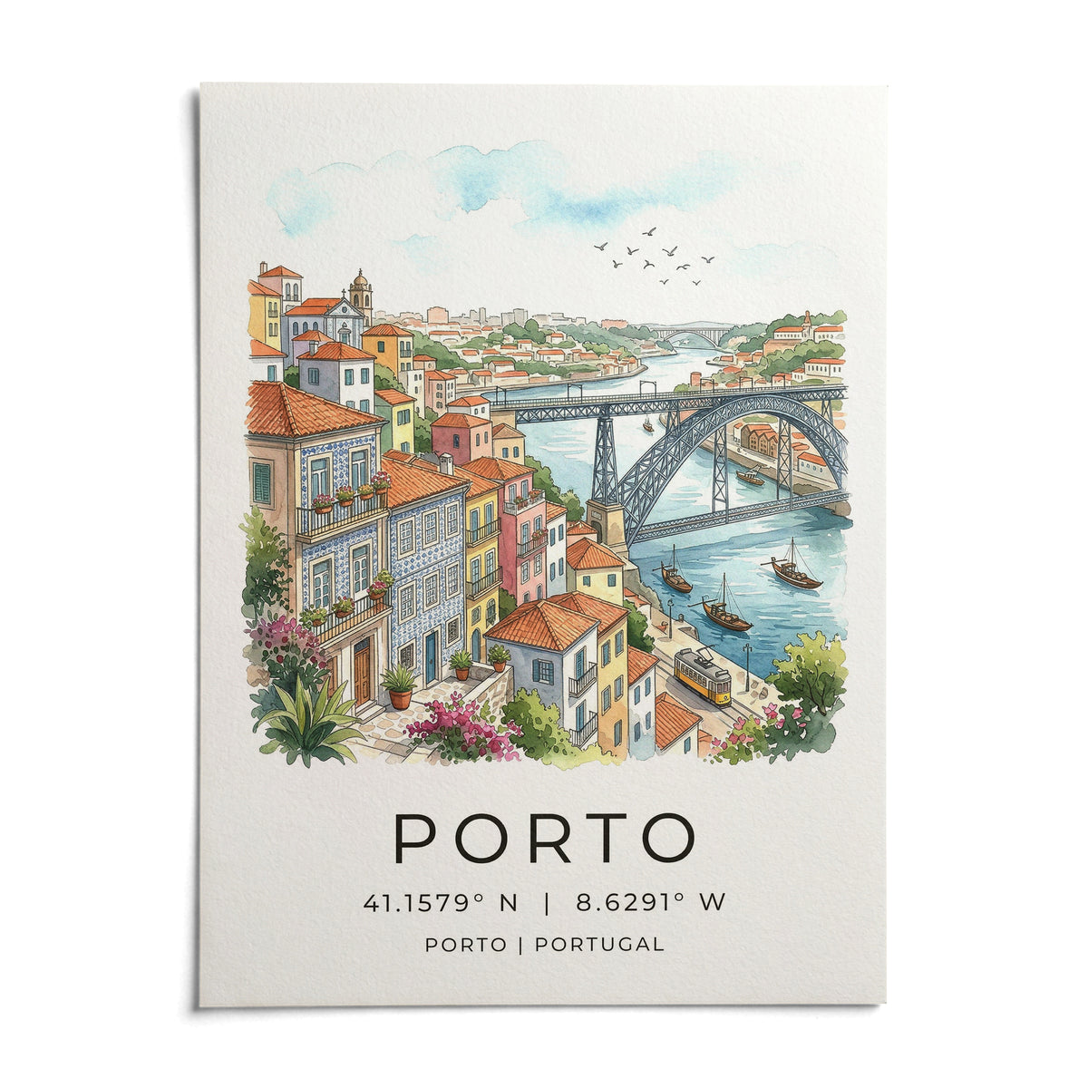 Porto City Art Print, shown as an unframed paper print on a plain white background