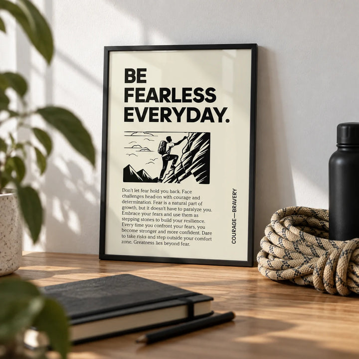 Positive Poster Art, a small A4 framed print leaning on a desk