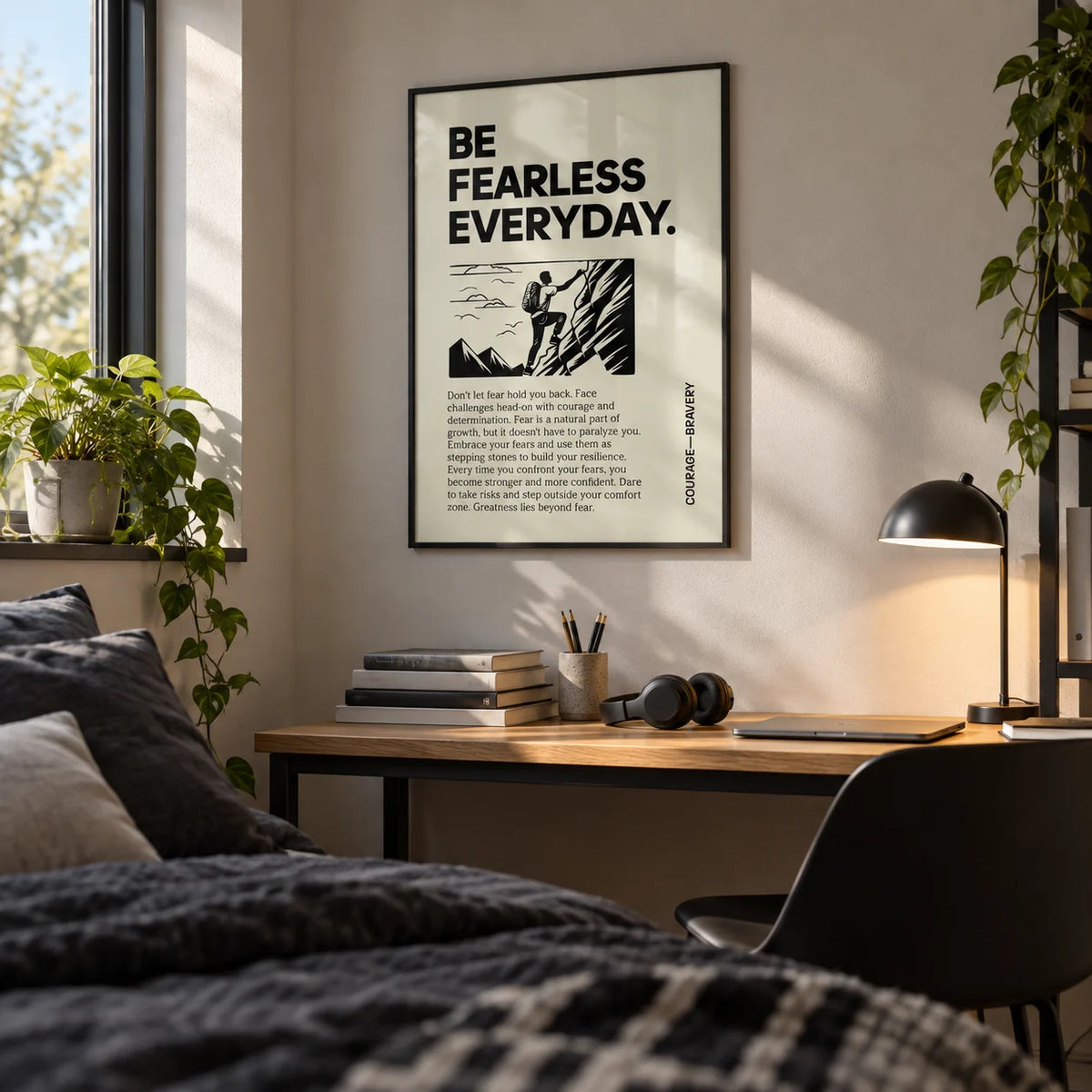 Positive Poster Art, framed on the wall of a teenager's bedroom (age 15-17)