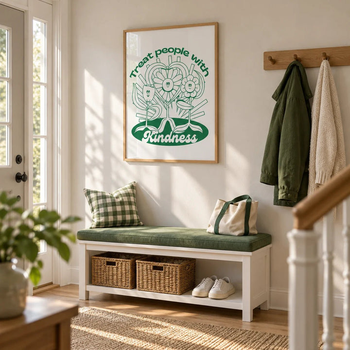 Positive Poster, framed on the wall of a bright family hallway