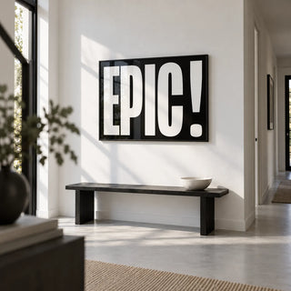 Posters Bold Font, framed on the wall of a crisp white hallway with a pale grey floor