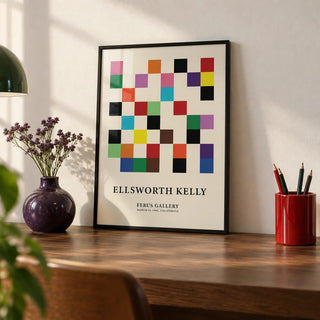 Posters for Office, a small A4 framed print leaning on a walnut desk