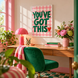 Preppy Poster, framed on the wall of a bright in a home office