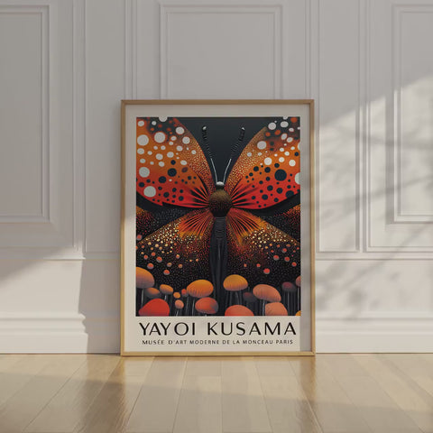 Kusama abstract butterfly poster for creative interiors.
