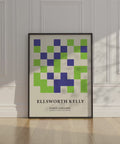 Green and blue square pattern artwork for modern interiors
