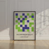 Green and blue square pattern artwork for modern interiors
