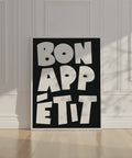 Dining room wall decor with Bon Appétit typography