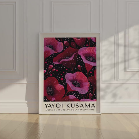 Yayoi Kusama Bold floral wall art with intricate flower patterns
