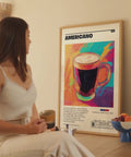 Colourful Americano coffee poster print for kitchen decor
