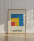 Bold red, yellow, and blue wall art inspired by Ellsworth Kelly
