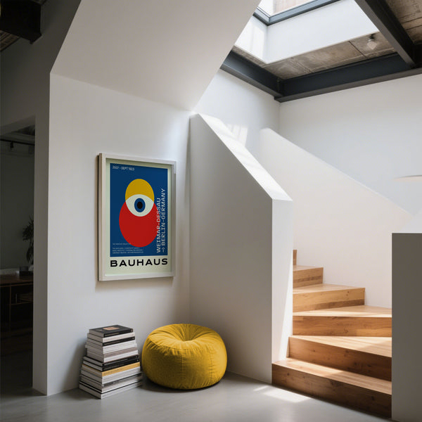 Bauhaus Poster Art in Bold Blue, Yellow and Red