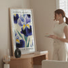 Detailed blue iris art print for serene settings
