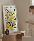 Classic yellow blossom decor inspired by William Morris floral art
