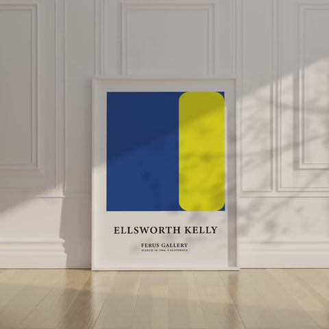 Minimalist yellow and blue wall art inspired by Ellsworth Kelly
