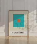 Minimalist geometric poster with teal and orange
