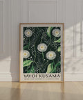 Kusama-inspired dandelion wall art with green tones 1985
