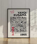 Infinite Dots White Art Print by Yayoi Kusama | Minimalist Black and White Abstract Wall Art Decor