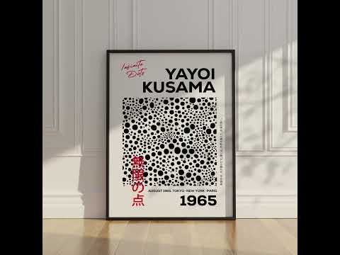 Infinite Dots White Art Print by Yayoi Kusama | Minimalist Black and White Abstract Wall Art Decor