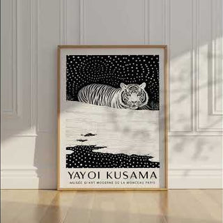 Yayoi Kusama Tiger Wall Art in black and white