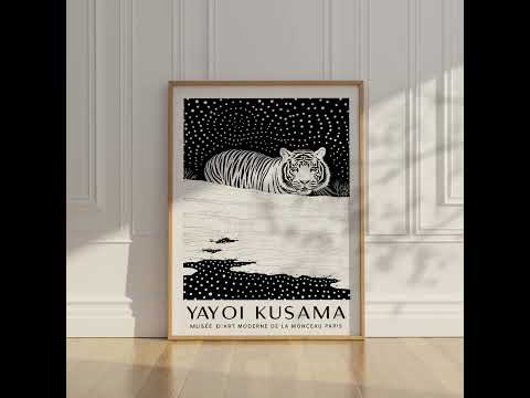 Yayoi Kusama Tiger Wall Art in black and white