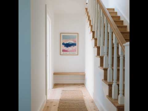 Minimalist Abstract Mount Fuji Art in Pink, White and Blue