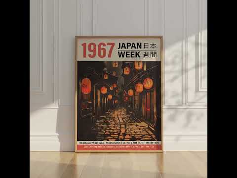 Lantern Alley Ukiyo-e wall art capturing the charm of a Japanese village with intricate details and warm tones

