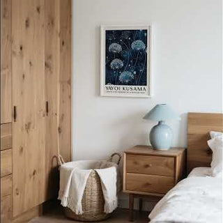 Blue and White Wall Art for Home Decor inspired by Yayoi Kusama