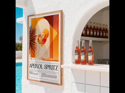 Aperol Spritz Poster in Orange setting with full recipe
