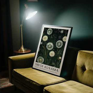 Dandelion Print in Green and White