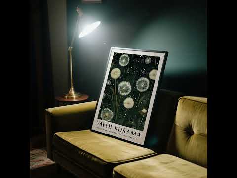 Dandelion Print in Green and White