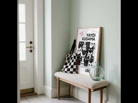 Yayoi Kusama Black and White Cat Art with lots of cat's faces