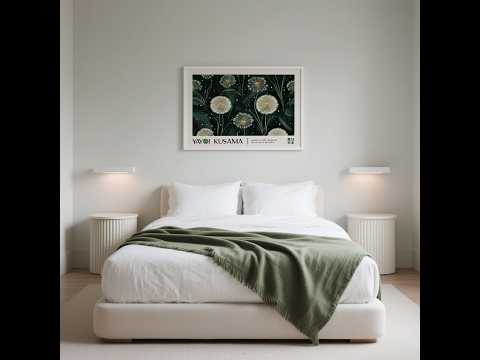 Emerald Green Wall Art with large dandelions
