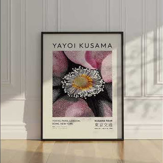 Elegant floral wall art for Japandi and minimalist decor inspired by Yayoi Kusama