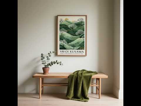 Yayoi Kusama Green and Gold Wall Art for home interiors