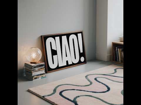 Timeless Italian style Ciao Poster in striking black and white