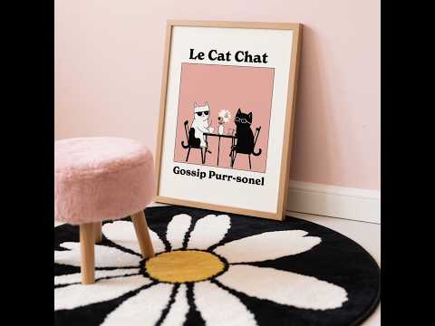 Funny Cat Artwork of 2 cats sitting at breakfast