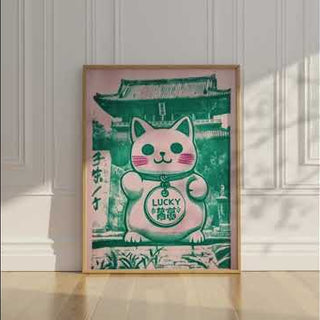 Good Luck Presents for best friend in Green Maneki Neko Cat